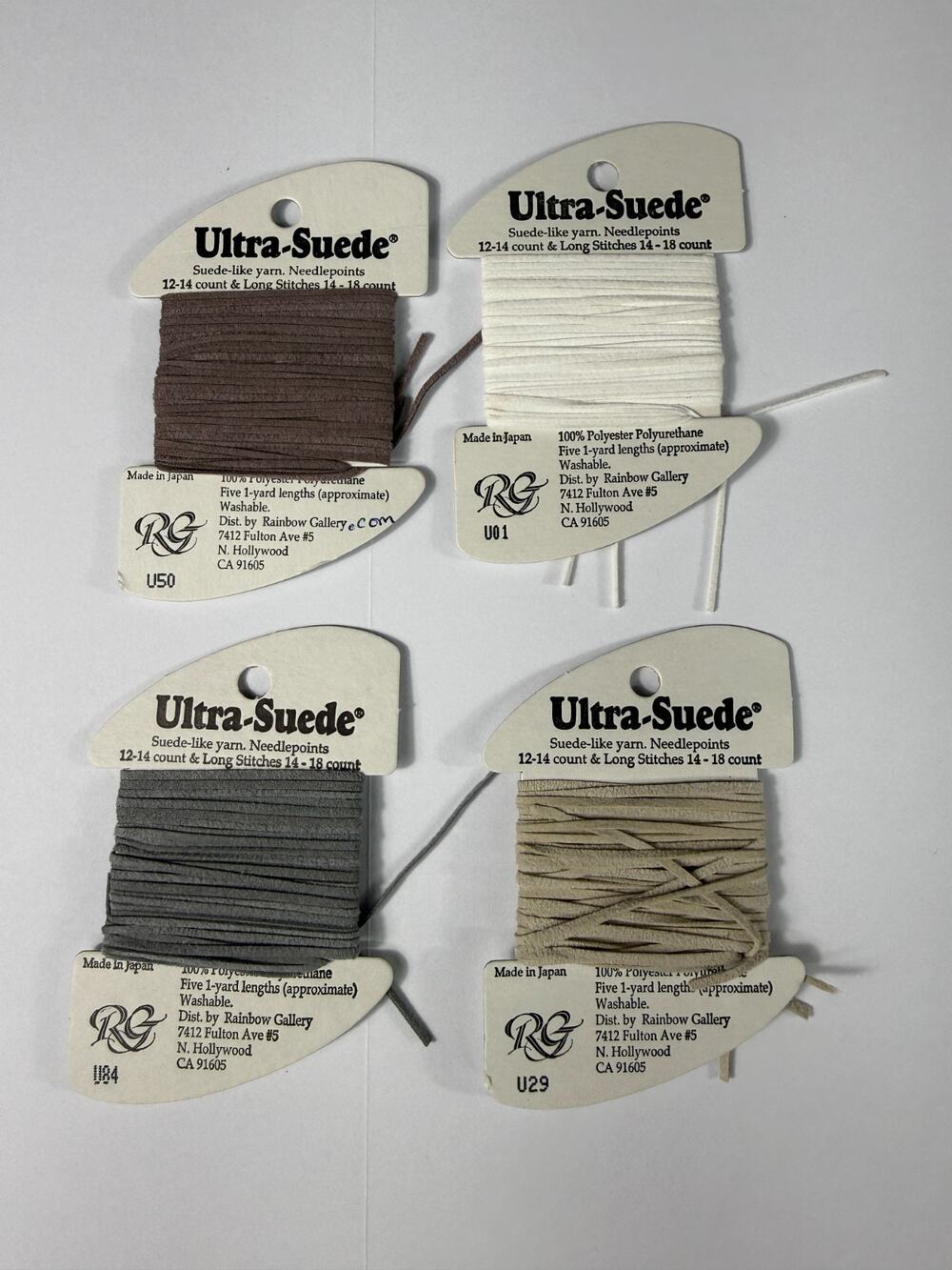 Rainbow Gallery Ultra-Suede Needlepoint Yarn Lot of 4 Cards Brown White G
